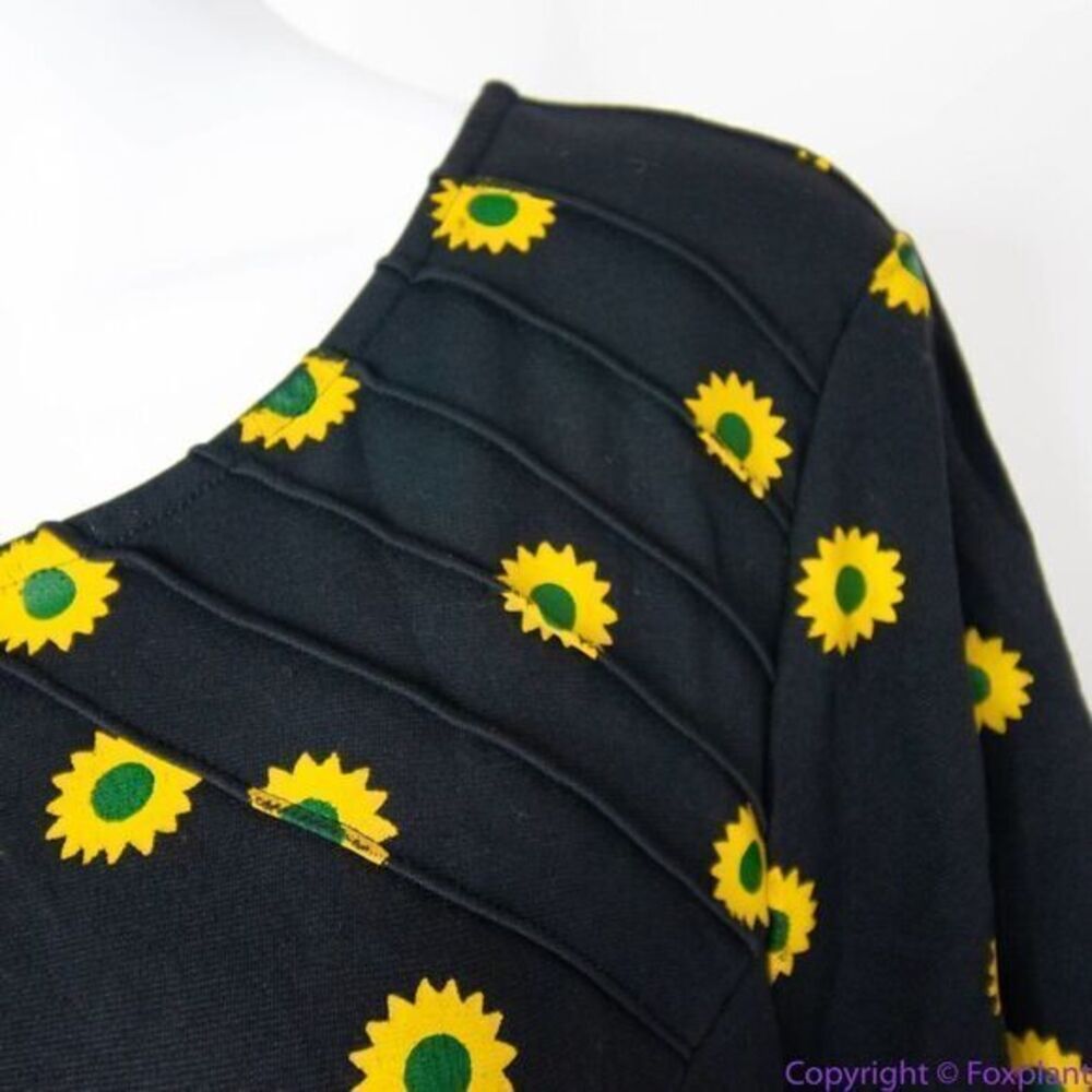 Unique Vintage X GB Gwynnie Bee Sunflower Black Dress, L - Picture 11 of 16